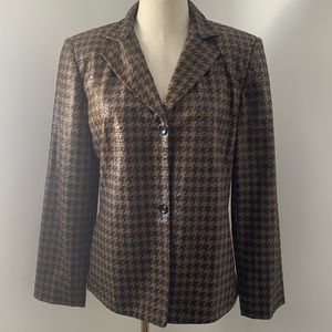 Vintage Harve Bernard Brown Houndstooth Snake Skin Textured Blazer